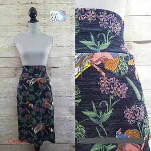 LuLaRoe Cassie 'pencil' Skirt 2XL - Multicolor Unique Tropical Print